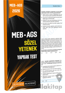 2026 MEB AGS Sözel Yetenek Yaprak Test