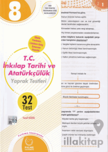 8. Sınıf T.C. İnkılap Tarihi ve Atatürkçülük Yaprak Test