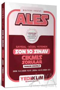 ALES Sayısal Sözel Yetenek Tamamı Çözümlü Son 10 Sınav Çıkmış Sorular (2 Ağustos 2026 ALES - 2 Ekli)