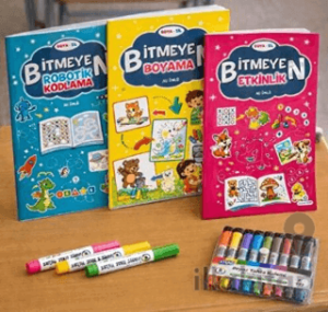 Boya Sil Bitmeyen Boyama 3 Kitap + Boya Kalemi Hediyeli