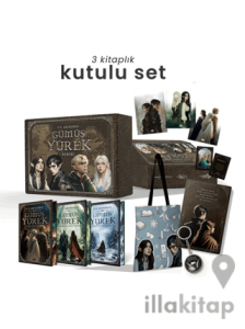 Gümüş Yürek Serisi - Üç Kitaplık Hediyeli Yan Boyamalı Kutu