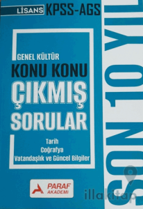 KPSS AGS Genel Kültür Konu Konu Çıkmış Sorular Son 10 Yıl