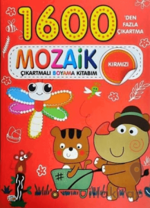 Mozaik Çıkartmalı Boyama Kitabı Kırmızı 1600'den Fazla Çıkartma