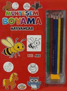 Muhteşem Boyama - Hayvanlar + 6lı Boya Kalemi