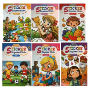 Neşeli Boyama Kitabı Sticker (6 Kitap Set)