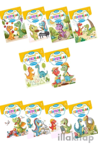 Sevimli Dinozorlar Boyama Kitabı Sticker Çıkartmalı (10 Kitap Set)
