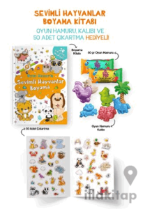 Sevimli Hayvanlar Boyama Kitabı - Oyun Hamuru, Oyuncak ve Çıkartma Hediyeli