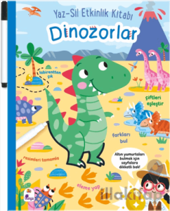Yaz-Sil Etkinlik Kitabı – Dinozorlar (Kalemli)