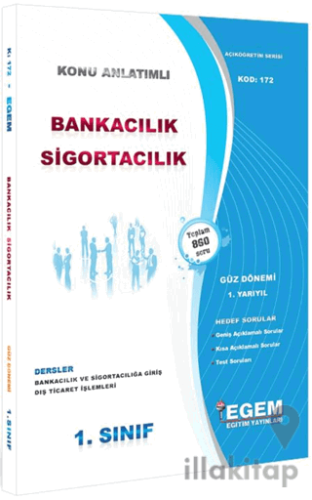 1. Sınıf 1. Yarıyıl Bankacılık Sigortacılık Konu Anlatımlı Soru Bankası - Kod 172