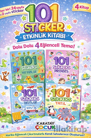 101 Sticker Etkinlik Kitabı (4 Kitap) (Taşıtlar-Prenses-Hayvanlar-Tati