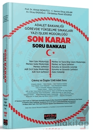 2020 Adalet Bakanlığı GYS Sınavları Yazı İşleri Müdürlüğü Son Karar So