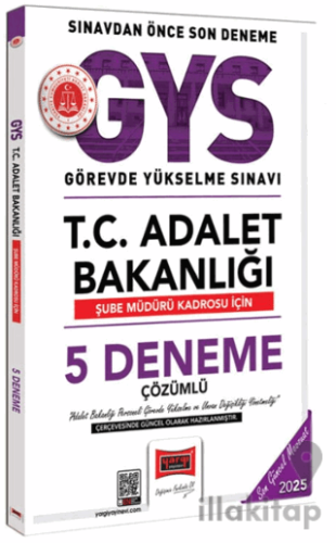 2025 GYS T.C. Adalet Bakanlığı Şube Müdürü Kadrosu İçin Çözümlü 5 Deneme