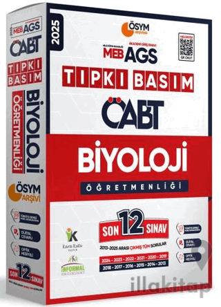 2025 MEB-AGS ÖABT Biyoloji Öğretmenliği ÖSYM Tıpkı Basım 12lİ Deneme Paketi Dijital Çözümlü