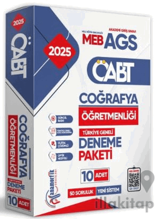 2025 MEB-AGS ÖABT Yeni Sistem Coğrafya Öğretmenliği 10lu Paket Deneme 