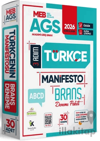 2026 MEB-AGS Türkçe 3 Adım Manifesto Branş Deneme Paketi 30lu Dijital Çözümlü (Sözel Mantık Dahil)