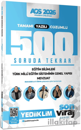 2026 Yeni AGS Son Viraj Serisi Eğitim Bilimleri-Türk Milli Eğitim Sistemi-Mevzuat Tamamı Yazılı Çözümlü 500 Soruda Genel Tekrar