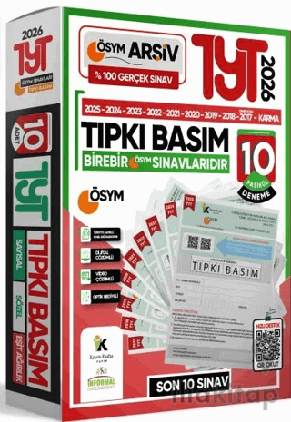 2026 YKS TYT ÖSYM Çıkmış Soru Tıpkı Basım 10lu Deneme Paketi Türkiye Geneli Video ve Dijital Çözümlü