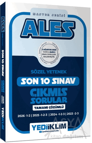 2027 ALES Sözel Yetenek Master Serisi Tamamı Çözümlü Son 10 Sınav Çıkm