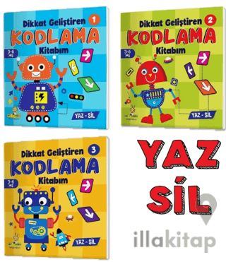3-6 Yaş Dikkat Geliştiren Kodlama Kitabım Serisi YAZ-SİL (İnce Motor Becerileri, Dikkat Geliştirme, Matematiksel Beceriler)