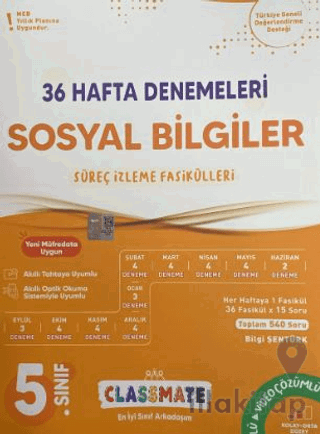 5. Sınıf Sosyal Bilimler Classmate 36 Hafta Denemeleri