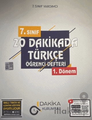 7. Sınıf Türkçe 20 Dakikada Öğrenci Defteri 1. Dönem