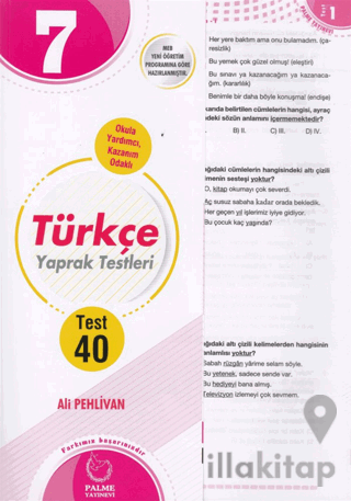 7. Sınıf Türkçe Yaprak Testleri