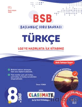 8. Sınıf Classmate Başlangıç Türkçe Soru Bankası