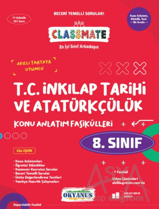 8. Sınıf Classmate T.C. İnkılap Tarihi ve Atatürkçülük Konu Anlatım Fasikülleri