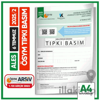 ALES 2025/2 ÖSYM Tıpkı Basım Çıkmış Soru Deneme Kitapçığı Video/PDF Çö