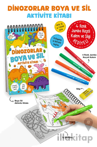 Dinozorlar – Boya ve Sil Aktivite Kitabı / 3 Yaş +