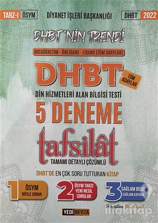 Diyanet İşleri Başkanlığı Örtaöğretim-Önlisans-Lisans(Tüm Adaylar) DHBT Din Hizmetleri Alan Bilgisi Testi 5 Deneme