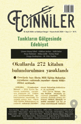 Ecinniler: İki Aylık Kültür ve Edebiyat Dergisi Sayı: 6 Tankların Gölgesinde Edebiyat Kasım - Aralık 2020