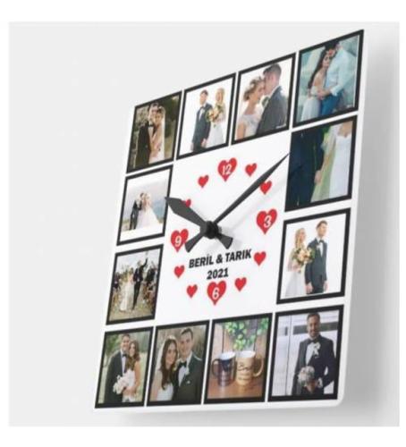 Kişiye Özel Kare Duvar Saati