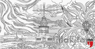 Kız Kulesi Boyama Föyü - 20’li Paketler Halinde