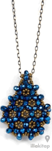 Mavi Cevşen Kolye (Kristal, Damla)