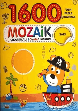 Mozaik Çıkartmalı Boyama Kitabı Sarı 1600'den Fazla Çıkartma