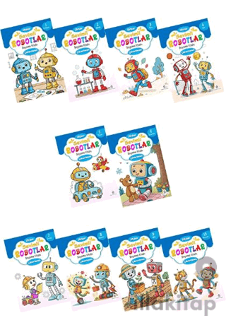 Sevimli Robotlar Boyoma Kitabı Sticker Çıkartmalı (10 Kitap Set)
