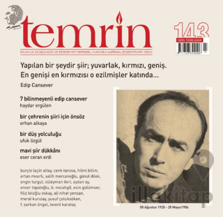 Temrin Düşünce ve Edebiyat Dergisi Sayı: 143 Mayıs - Haziran 2025