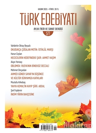 Türk Edebiyatı Dergisi Sayı: 577 Kasım 2021