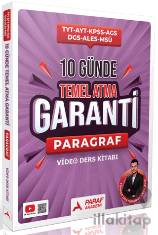 TYT AYT KPSS AGS DGS ALES MSÜ 10 Günde Temel Atma Garanti Paragraf Video Ders Kitabı