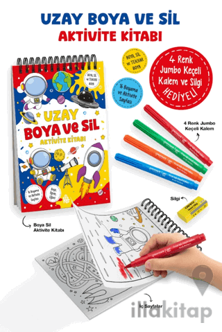 Uzay – Boya ve Sil Aktivite Kitabı / 3 Yaş +