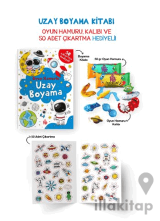 Uzay Boyama Kitabı - Oyun Hamuru, Oyuncak ve Çıkartma Hediyeli