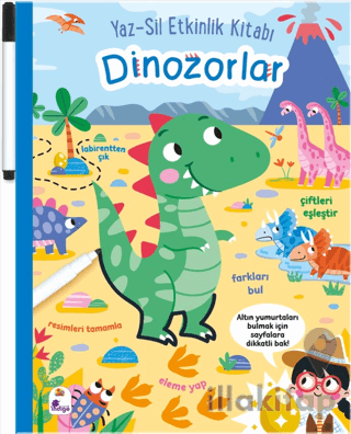 Yaz-Sil Etkinlik Kitabı – Dinozorlar (Kalemli)