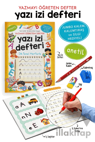 Yazı İzi Defteri - Yazmayı Öğreten Defter - Jumbo Kalem, Kalemtıraş ve